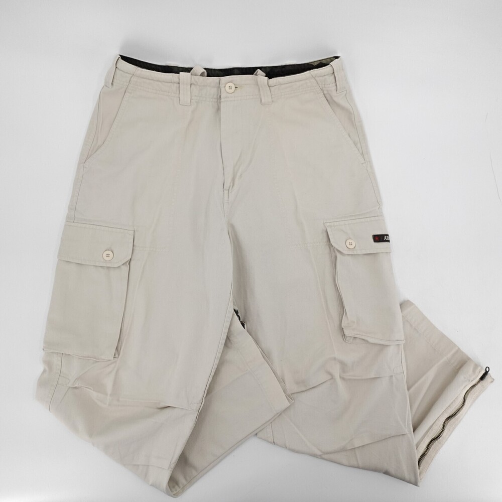 Vintage Bugle Boy Cargo Pants mens 34 Beige Straight Baggy Pants Chino Khaki